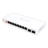 ASUS QG-U1080 switch, white case with eight Ethernet ports and two SFP+ ports, front angle view