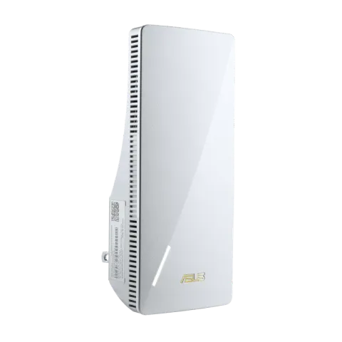 ASUS RP-BE58 range extender, white plug-in body, angled view from the left