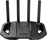 ASUS TUF Gaming BE3600 Wi-Fi 7 router, black body with four antennas, front view
