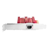 ASUS XG-C100C 10 Gbps PCIe network card with red heatsink and one RJ45 port