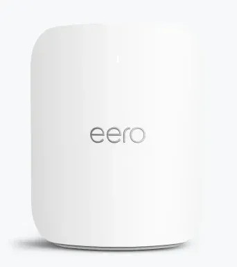 eero Pro 7 Wi-Fi 7 router, white rounded upright body, front view