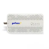 goCoax MA2500D MoCA 2.5 adapter, white perforated body with coax connector, top view