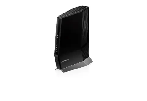 NETGEAR Nighthawk CAX80 cable modem router, black upright tower