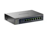 NETGEAR XS508Mv2 10-gig switch, dark grey metal case with eight front ports, front angle view